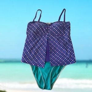 Liz Claiborne tankini top purple blue size 16 bottom turquoise.🌴